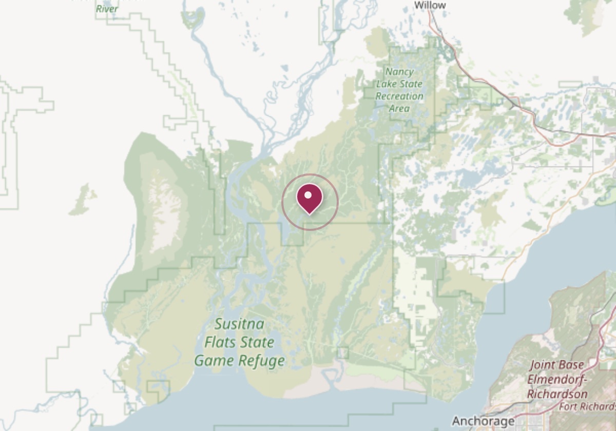 Map of the upper Cook Inlet showing Fish Creek's position in the Mat-Su Valley, north of Anchorage.
